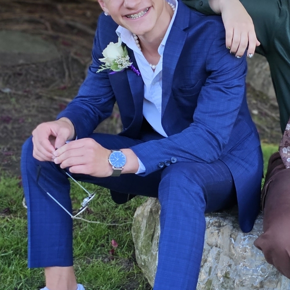 Navy Windowpane Suit [Tailored] HOCO - Picture 1 of 11